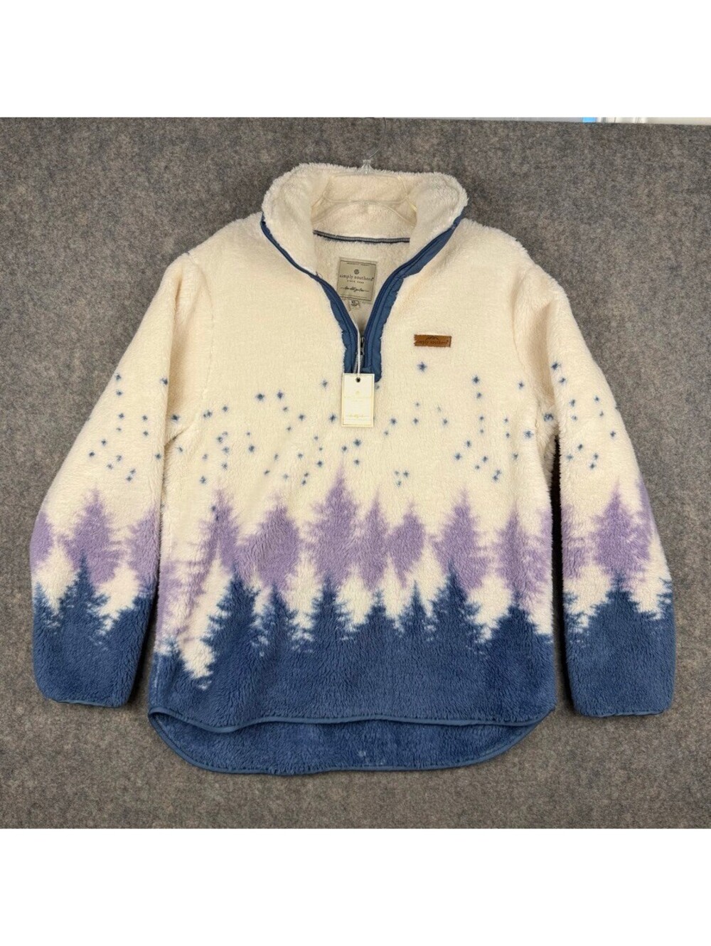 Simply Southern Sherpa Pullover Forest Scene "Tree" Style NWT Granola Girl 224